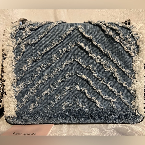 Kate Spade light denim Amelia jeweled medium convertible flap shoulder bag - Picture 4 of 13